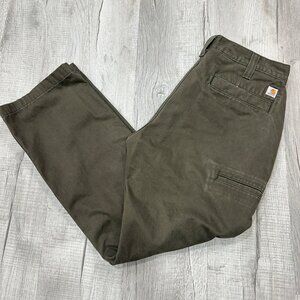 Carhartt Relaxed Fit Rugged Grey Pants Men's 33x30 Gray Khaki Canvas Carpenter